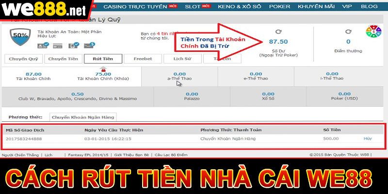 Cách rút tiền nhà cái we88