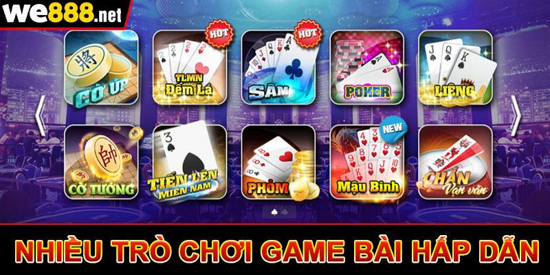 Nhiều trò chơi game bài hấp dẫn